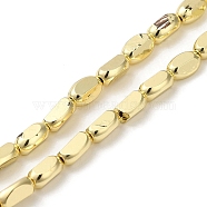 Electroplate Glass Beads Strands, Full Plated, Faceted Oval, Light Gold Plated, 6x4.5x3mm, Hole: 1mm, about 50pcs/strand, 13.39 inch(34cm)(EGLA-P053-01A-FP07)