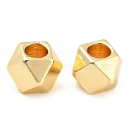 Brass Beads, Faceted Cube Beads, Real 14K Gold Plated, 3x3mm, Hole: 1.5mm(KK-E046-63G-02)