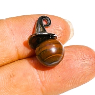 Natural Tiger Eye Pendants, Hat, 40x10mm(PW-WG32845-01)