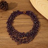 Bohemian Style Glass Bead Multi-layer Necklaces for Daily Wear and Gifting, Purple, 19.69 inch(50cm)(BA8447-4)