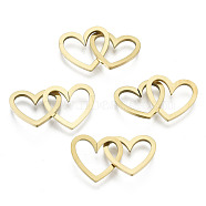 201 Stainless Steel Linking Rings, Quick Link Connectors, Laser Cut, Heart, Golden, 11x12x1mm, Inner Diameter: 5x10mm, about 2pcs/set(STAS-N091-129G)