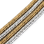 2 Strands 2 Colors Electroplate Non-magnetic Synthetic Hematite Beads Strands, Wavy Disc, Mixed Color, 4x1.5mm, Hole: 1mm, about 270pcs/strand, 16.10 inch(40.89cm), 1 strand/color, 2 strands(G-CW0001-11)