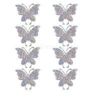 8Pcs Rhinestone Hot Melt Adhesive On The Back Appliques, Butterfly, 62x72x1.5mm(DIY-GO0001-87)