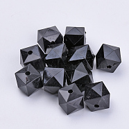 Transparent Acrylic Beads, Faceted, Cube, Black, 12x12x10mm, Hole: 1.5mm(X-TACR-Q259-12mm-V72)