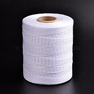Waxed Polyester Cord, White, 1x0.5mm, about 743.66 Yards(680m)/Roll(YC-J001-05)