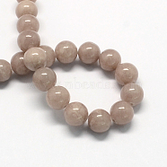 Natural Dyed Yellow Jade Gemstone Bead Strands, Round, Camel, 8mm, Hole: 1mm, about 50pcs/strand, 15.7 inch(G-R271-8mm-YXS06)