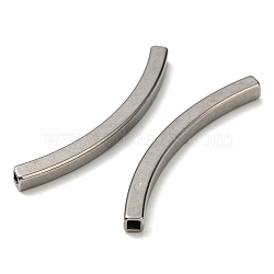 304 Stainless Steel Tube Beads, Curved Tube, Stainless Steel Color, 39.5x3x3mm, Hole: 1.6mm(STAS-P326-04P)