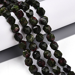 Dyed Natural Sesame Jasper Beads Strands, Faceted, Star Cut Round Beads, Olive Drab, 7~8x6~7.5x6~7.5mm, Hole: 1mm, about 48~49pcs/strand, 14.17~15.35''(36~39cm)(G-T139-8mm-47C)