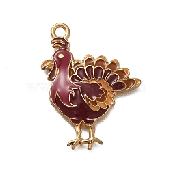 Thanksgiving Day Theme Rack Plating Alloy Enamel Pendants, Golden, Rooster, 28x21.5x2.5mm, Hole: 2mm(ENAM-S021-05G-A)