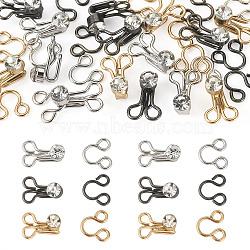 15Sets 3 Colors Alloy Rhinestone Hook and Eye Fasteners, Mixed Color, 18mm(FIND-TA0006-54)