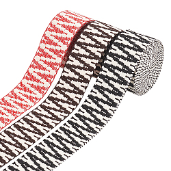 WADORN 3Pcs 3 Colors Polycotton Ribbons, Jacquard Wave Ribbon, Tyrolean Ribbon, Garment Accessories, Mixed Color, 1-1/2 inch(38mm), 1pc/color(OCOR-WR0001-24)