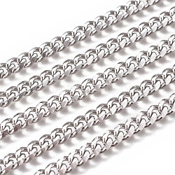 Non-Tarnish Handmade 304 Stainless Steel Cuban Link Chains, Chunky Curb Chains, Twisted Chains, Unwelded, Faceted, Stainless Steel Color, 6x4x2mm, Wire: 1.2mm(STAS-F229-07B-P)