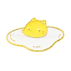 Food Theme Enamel Pin, Golden Alloy Brooch for Backpack Clothes, Cat Fried Egg, Yellow, 14x23.5x1.5mm(JEWB-H011-03G-04)