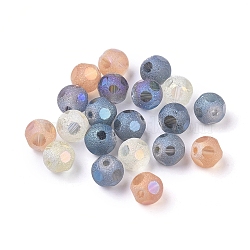 Electroplate Glass Beads, Half Plated, Faceted, Frosted, Round, Mixed Color, 8mm, Hole: 1mm(X-EGLA-D032-M)