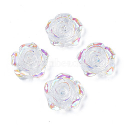 Transparent Resin Cabochons, AB Color Plated, Rose Flower, Clear AB, 15x14x6mm(CRES-N030-001B-06)