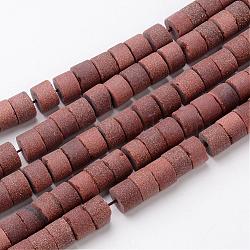 Synthetic Goldstone Beads Strands, Frosted, Column, 12x8~9mm, Hole: 1mm; about 41~46pcs/strand, 14.7inches~15.5inches(G-D830-03)