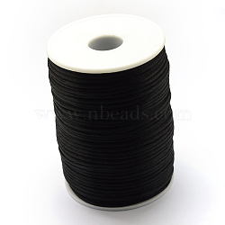 Polyester Cord, Satin Rattail Cord, Black, 1.5mm, about 109.36 yards(100m)/roll(OCOR-Q022-04)