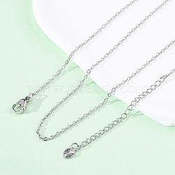 Brass Cable Chain Necklaces, with 304 Stainless Steel Lobster Clasps, Lead Free & Cadmium Free, Long-Lasting Plated, Rack Plating, Platinum, 17.60 inch(44.7cm)(NJEW-D302-82P)