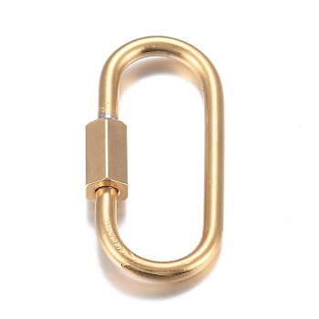 304 Stainless Steel Screw Carabiner Lock Charms, for Necklaces Making, Oval, Golden, 21x11x4mm, Screw: 7x4mm