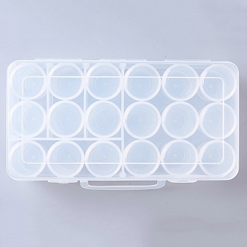 Plastic Bead Storage Containers, Removable, 18 Compartments, Rectangle, Clear, 26x13x6.25cm, 18 compartments/box