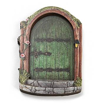 Miniature Wooden Garden Door, for Dollhouse Accessories Pretending Prop Decorations, Green, 70x100mm
