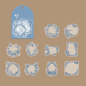 30Pcs 10 Styles Paper Scrapbook Stickers, for DIY Album Scrapbook, Diary Decoration, Blue, 38~48.5x35~63x0.1mm, 3pc/style