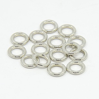 Alloy Round Rings, Soldered Jump Rings, Closed Jump Rings, Cadmium Free & Lead Free, Flat Round, Platinum, 8x1.5mm, Inner Diameter: 5mm, Hole 4.5mm