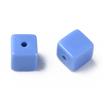 Opaque Acrylic Beads, Cube, Cornflower Blue, 10.5x9.5x9.5mm, Hole: 2mm, about 490pcs/500g