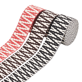 WADORN 3Pcs 3 Colors Polycotton Ribbons, Jacquard Wave Ribbon, Tyrolean Ribbon, Garment Accessories, Mixed Color, 1-1/2 inch(38mm), 1pc/color