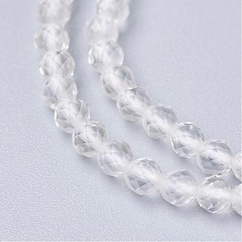 Natural Quartz Crystal Beads Strands, Rock Crystal Beads, Faceted, Round, Clear, 3mm, Hole: 0.7mm, about 134pcs/strand, 15.7 inch(40cm)