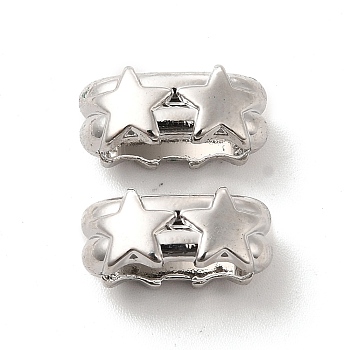 Alloy Slide Charms, Long-Lasting Plated, Cadmium Free & Lead Free, Rectangle with Star, Platinum, 6x14x8mm, Inner Diameter: 11x4mm
