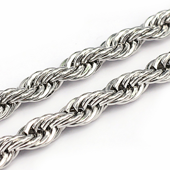 304 Stainless Steel Rope Chains, Stainless Steel Color, 6.8x1.4mm