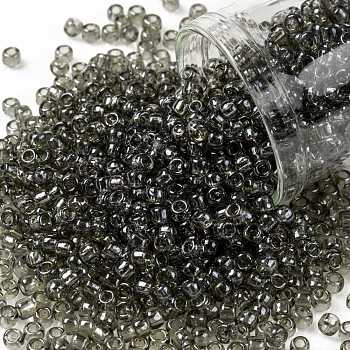 TOHO Round Seed Beads, Japanese Seed Beads, (120) Smoke Transparent Luster, 8/0, 3mm, Hole: 1mm, about 222pcs/10g
