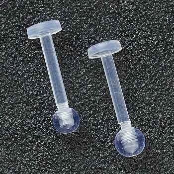 Acrylic Flat Back Studs, Lip Piercing Jewelry, Clear, 13.5x3.5mm, Bar Length: 3/8"(10mm), Pin: 18 Gauge(1mm)