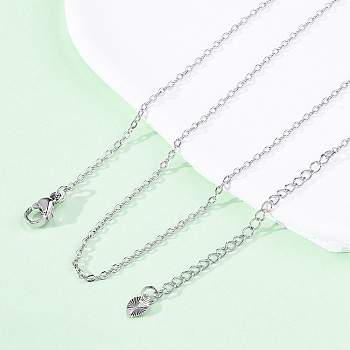 Brass Cable Chain Necklaces, with 304 Stainless Steel Lobster Clasps, Lead Free & Cadmium Free, Long-Lasting Plated, Rack Plating, Platinum, 17.60 inch(44.7cm)