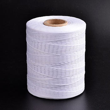 Waxed Polyester Cord, White, 1x0.5mm, about 743.66 Yards(680m)/Roll