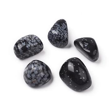 5Pcs Natural Snowflake Obsidian Beads, Tumbled Stone, Vase Filler Gems, No Hole/Undrilled, Nuggets, 20~35x13~23x8~22mm