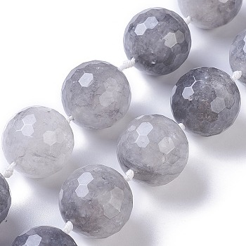 Natural Cloudy Quartz Beads Strands, Faceted, Round, 25mm, Hole: 1.5mm, about 16pcs/strand, 17.32 inch(44cm) long