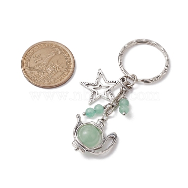 Star & Teapot Matural Green Aventurine Keychain(HJEW-JM02038)-3