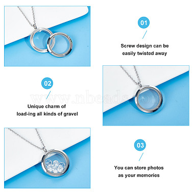 DIY Blank Dome 304 Stainless Steel Locket Pendant Necklace Making Kit(STAS-DR0001-02P)-5