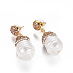 Natural Pearl Dangle Stud Earrings(EJEW-F230-03G)-1