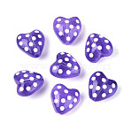 Transparent Glass Enamel Beads Strands, Heart with Dot, Dark Orchid, 14~14.5x14~14.5x9~10mm, Hole: 0.7~0.8mm, about 20pcs/strand, 10.24 inch(26cm).(GLAA-N061-10B)