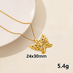 304 Stainless Steel Butterfly Pendant Necklaces, Chain Chain Necklaces(CV0613-4)