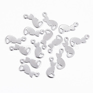 304 Stainless Steel Kitten Pendants, Cat Silhouette Shape, Stainless Steel Color, 13x5.5x0.5mm, Hole: 1.2mm(STAS-H396-04P)