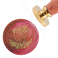 Brass Wax Seal Stamp with Handle, for DIY Scrapbooking, Women Pattern, 3.5x1.18 inch(8.9x3cm)(AJEW-WH0184-0108)