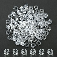 Transparent Acrylic European Beads, Large Hole Barrel Beads, Clear, 9x6mm, Hole: 4mm(MACR-YW0002-17A)