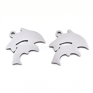 201 Stainless Steel Charms, Stamping Blank Tag, Laser Cut, Dolphin, Stainless Steel Color, 14x17.5x0.9mm, Hole: 1.5mm(STAS-S081-017)