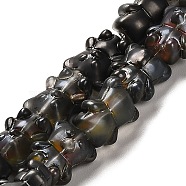Electroplate Glass Beads Strands, Frosted, Bear, Black, 16x12x9mm, Hole: 1.2mm, about 45pcs/strand, 25.98''(66cm)(EGLA-Q127-01L)