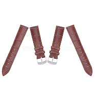 Gorgecraft Leather Watch Bands, with Stainless Steel Clasps, Saddle Brown, 87x20x2mm, 125x18x2mm(WACH-GF0001-001B-01)