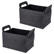 Foldable Felt Basket Storage Box, for Storing Home Towel, Toy, Books, Rectangle, Black, Finishde Product: 41x24x28cm(AJEW-WH0347-17B)